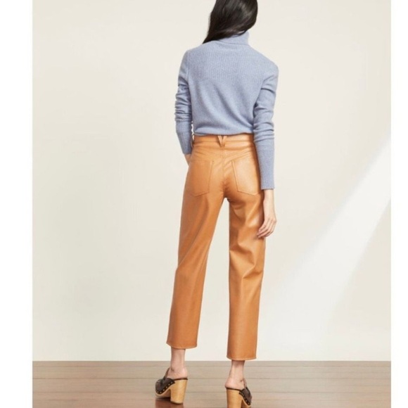 Veronica Beard Ryleigh Slim Straight Vegan Leather Pants Faux Leather Jeans - Picture 4 of 12